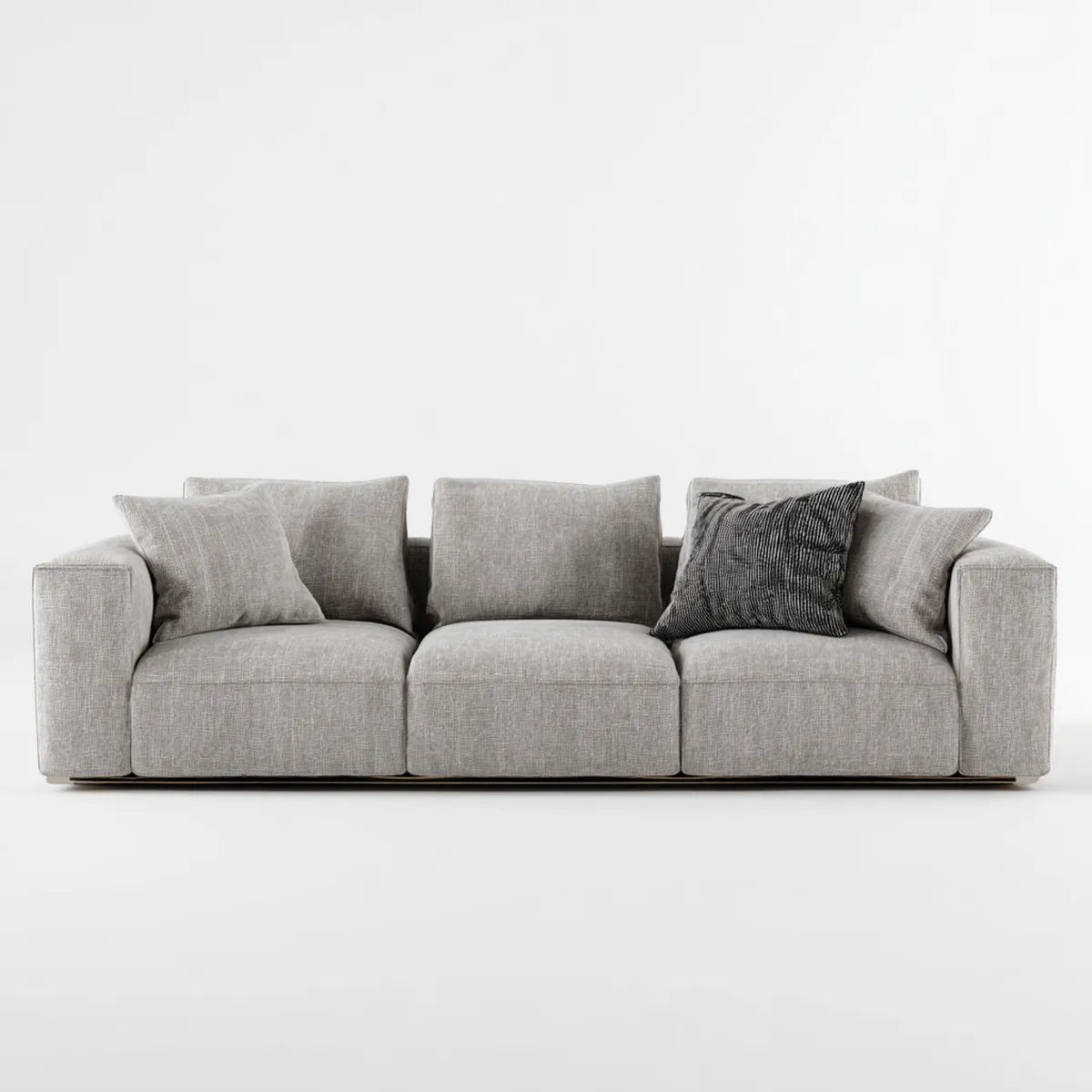 Canapé 3 places gris clair 230 x 95 x 85 cm en polyester forme droite