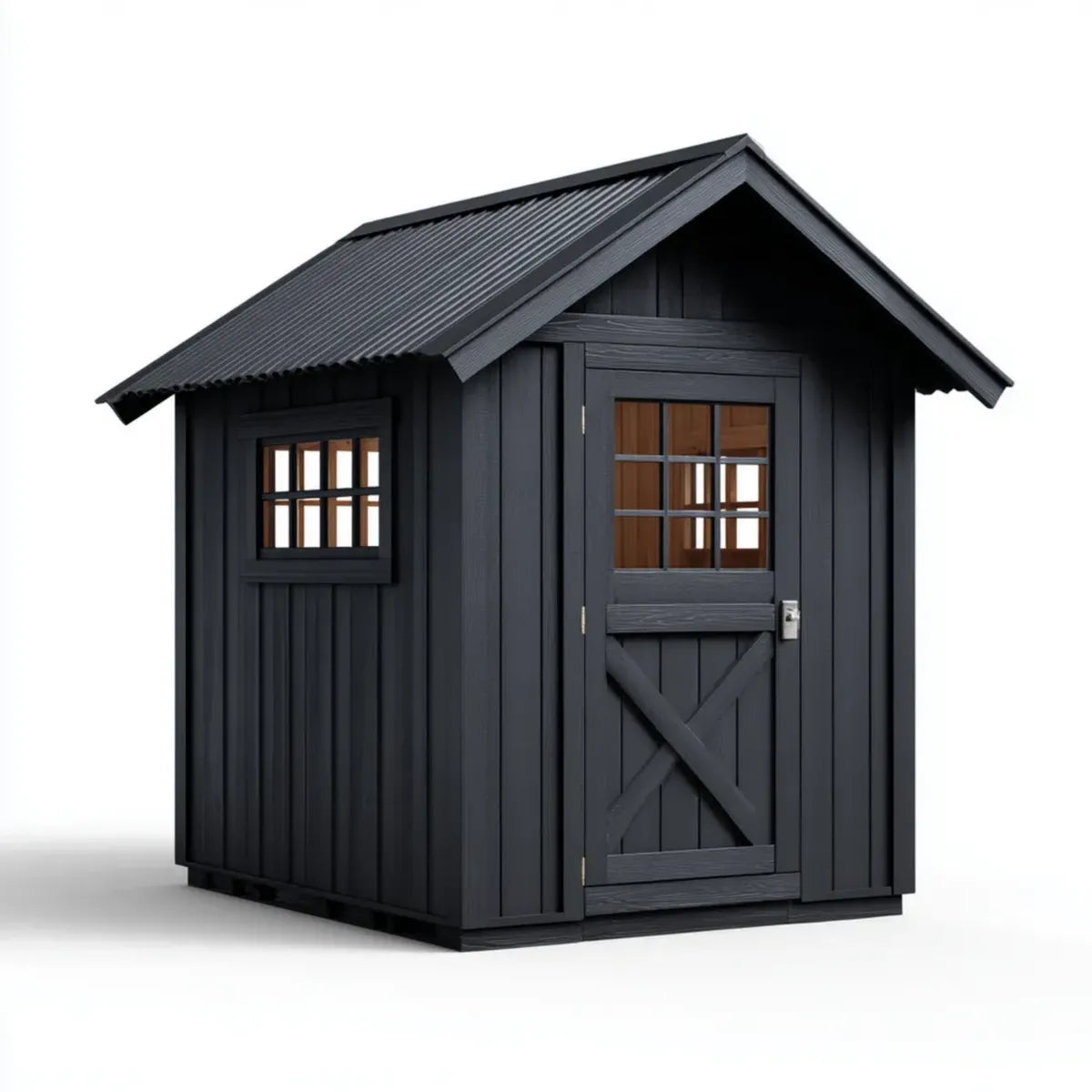 Abri de jardin de rangement noir en bois massif avec toit à deux pentes 180 x 120 x 190 cm
