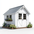 Abri de jardin de rangement blanc en sapin massif avec toit en acier galvanisé 200 x 150 x 220 cm