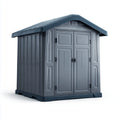Abri de jardin de rangement gris anthracite en polypropylène 185 x 152 x 226 cm à toit à deux pans