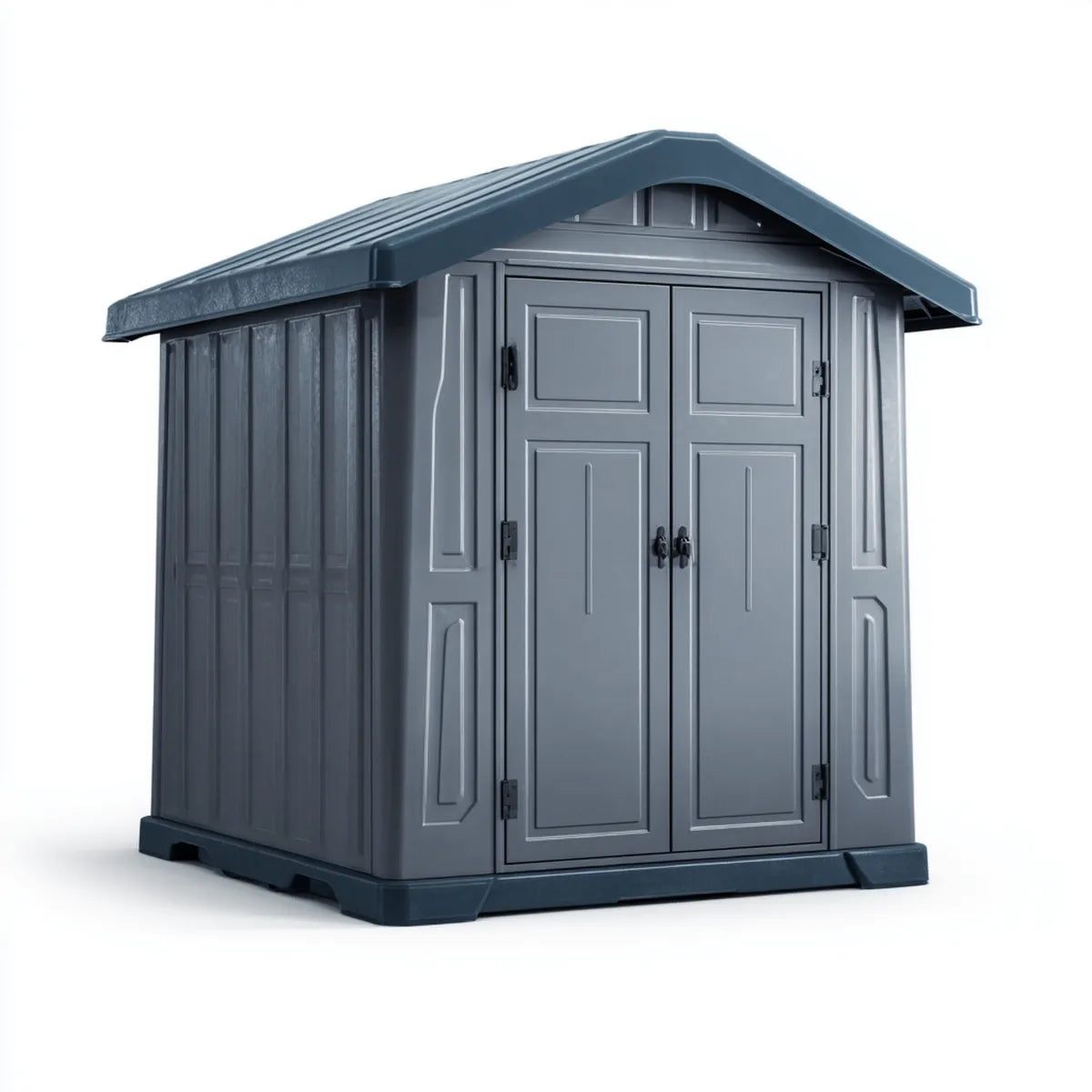 Abri de jardin de rangement gris anthracite en polypropylène 185 x 152 x 226 cm à toit à deux pans