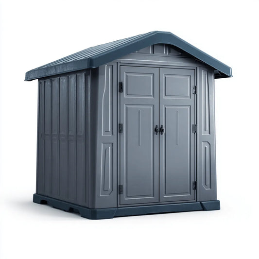 Abri de jardin de rangement gris anthracite en polypropylène 185 x 152 x 226 cm à toit à deux pans
