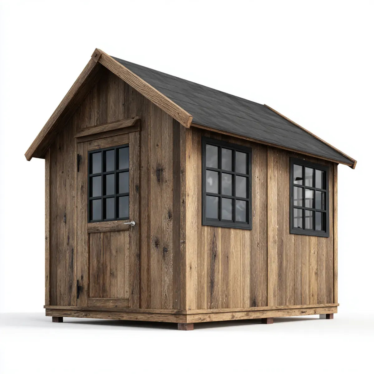 Abri de jardin de rangement en bois massif marron avec toit à deux pans 240 x 180 x 220 cm