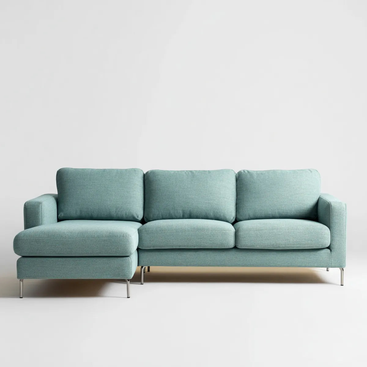 Canapé d'angle 3 places avec méridienne gauche vert d'eau 260 x 160 x 85 cm en polyester forme L