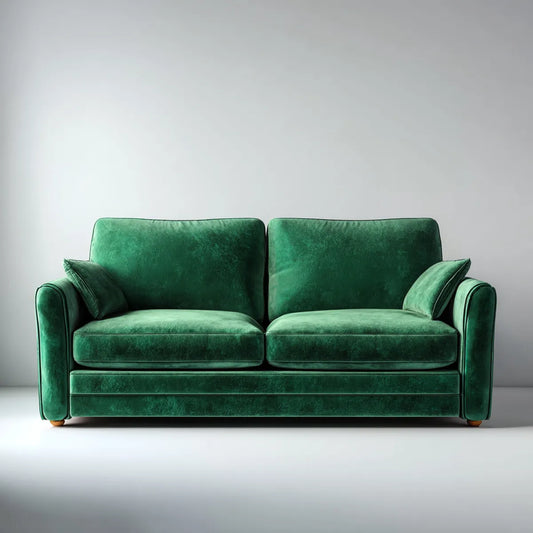 Canapé 2 places droit vert en velours de polyester 180 x 90 x 85 cm