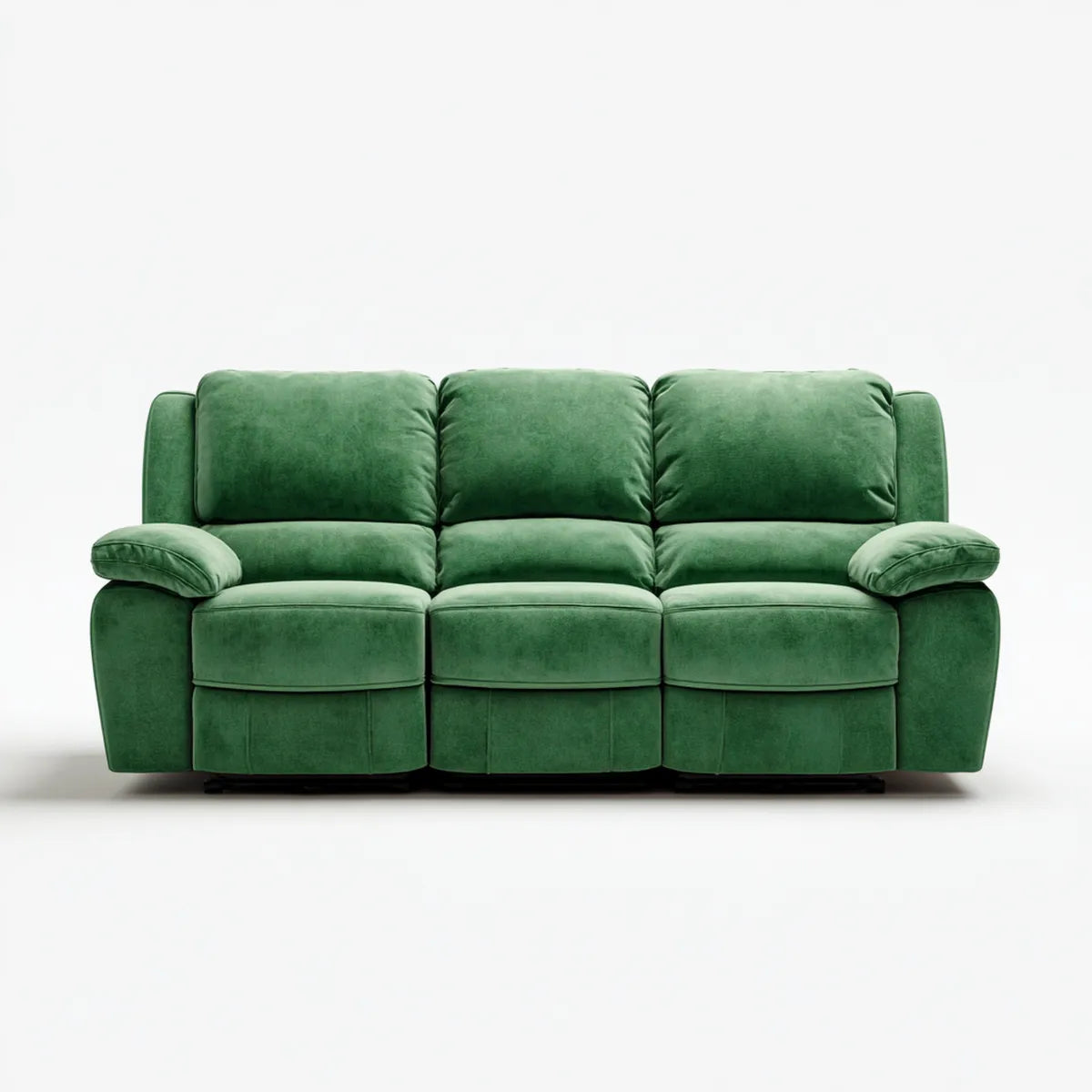 Canapé 3 places vert en velours de polyester forme droite 210 x 95 x 100 cm