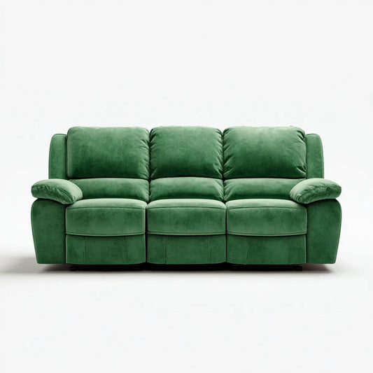 Canapé 3 places vert en velours de polyester forme droite 210 x 95 x 100 cm