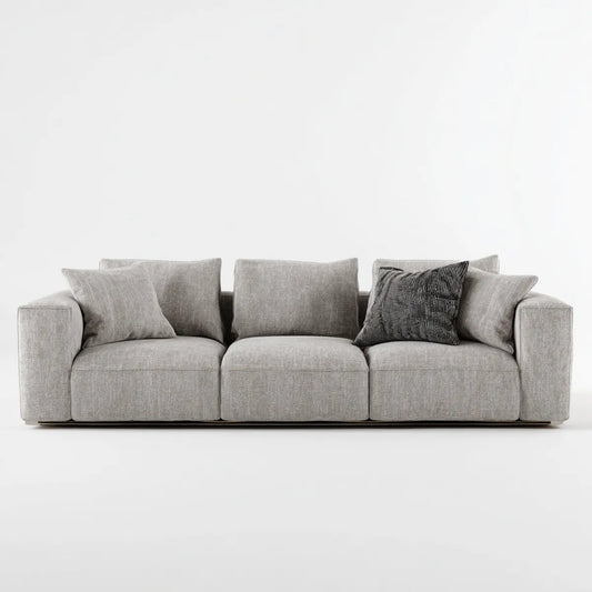 Canapé 3 places gris clair 230 x 95 x 85 cm en polyester forme droite