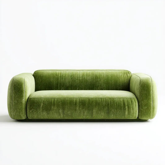 Canapé 2 places droit vert en velours de polyester 180 x 90 x 75 cm
