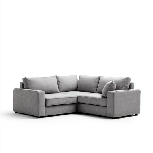 Canapé d'angle 5 places gris en polyester 250 x 160 x 85 cm forme L