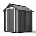Abri de jardin de rangement en acier galvanisé anthracite 213 x 130 x 185 cm à toit à deux pans