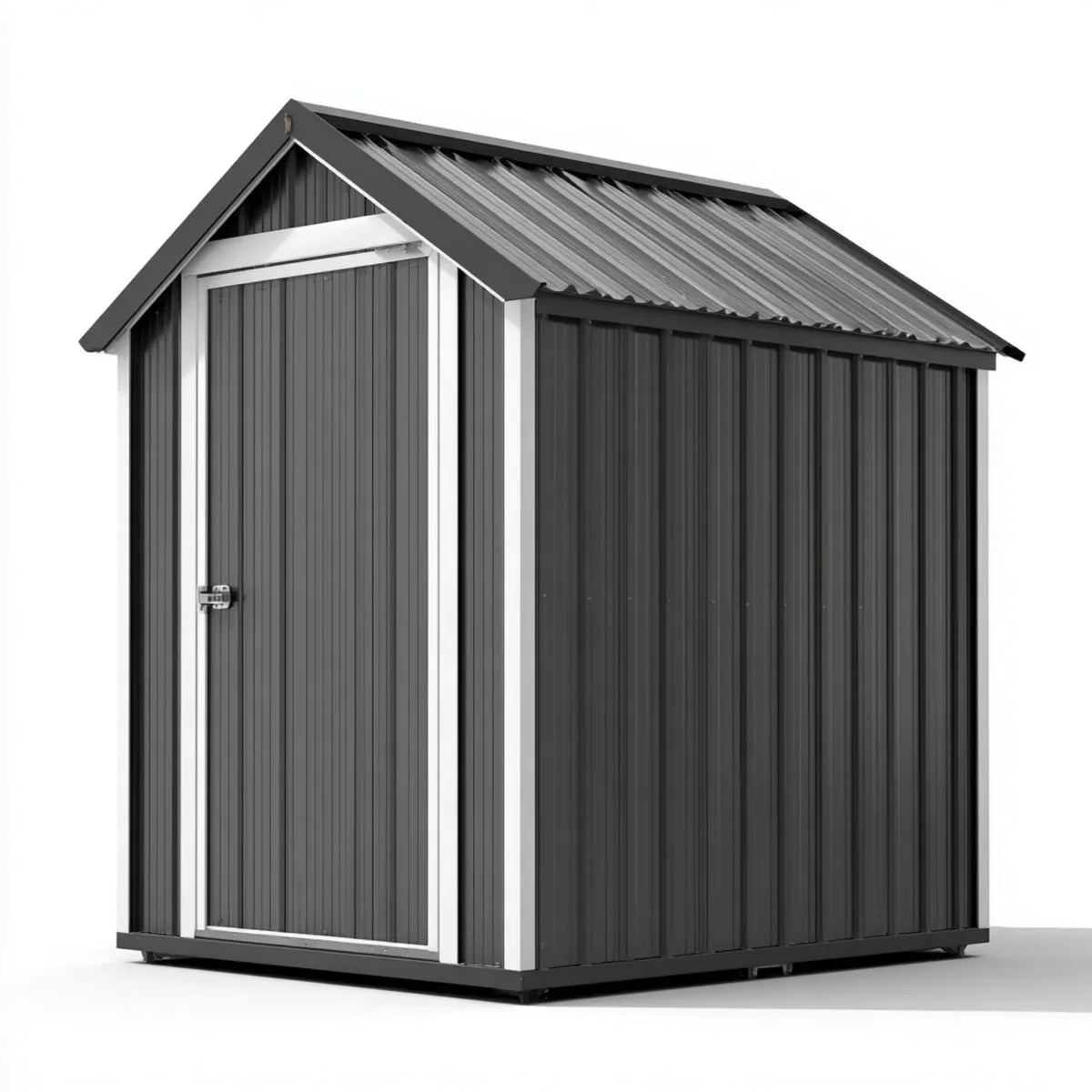 Abri de jardin de rangement en acier galvanisé anthracite 213 x 130 x 185 cm à toit à deux pans