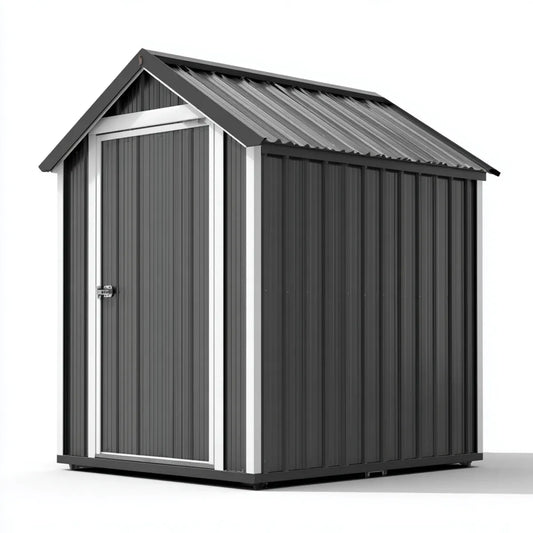 Abri de jardin de rangement en acier galvanisé anthracite 213 x 130 x 185 cm à toit à deux pans