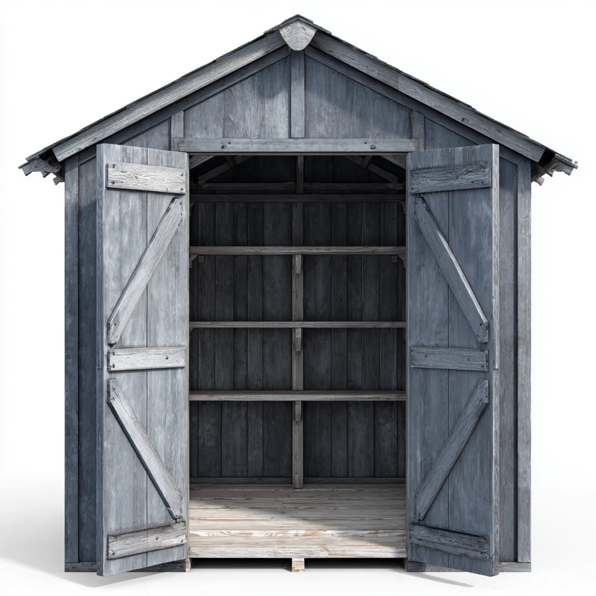 Abri de rangement extérieur en bois massif gris à toit à deux pentes 120 x 60 x 180 cm